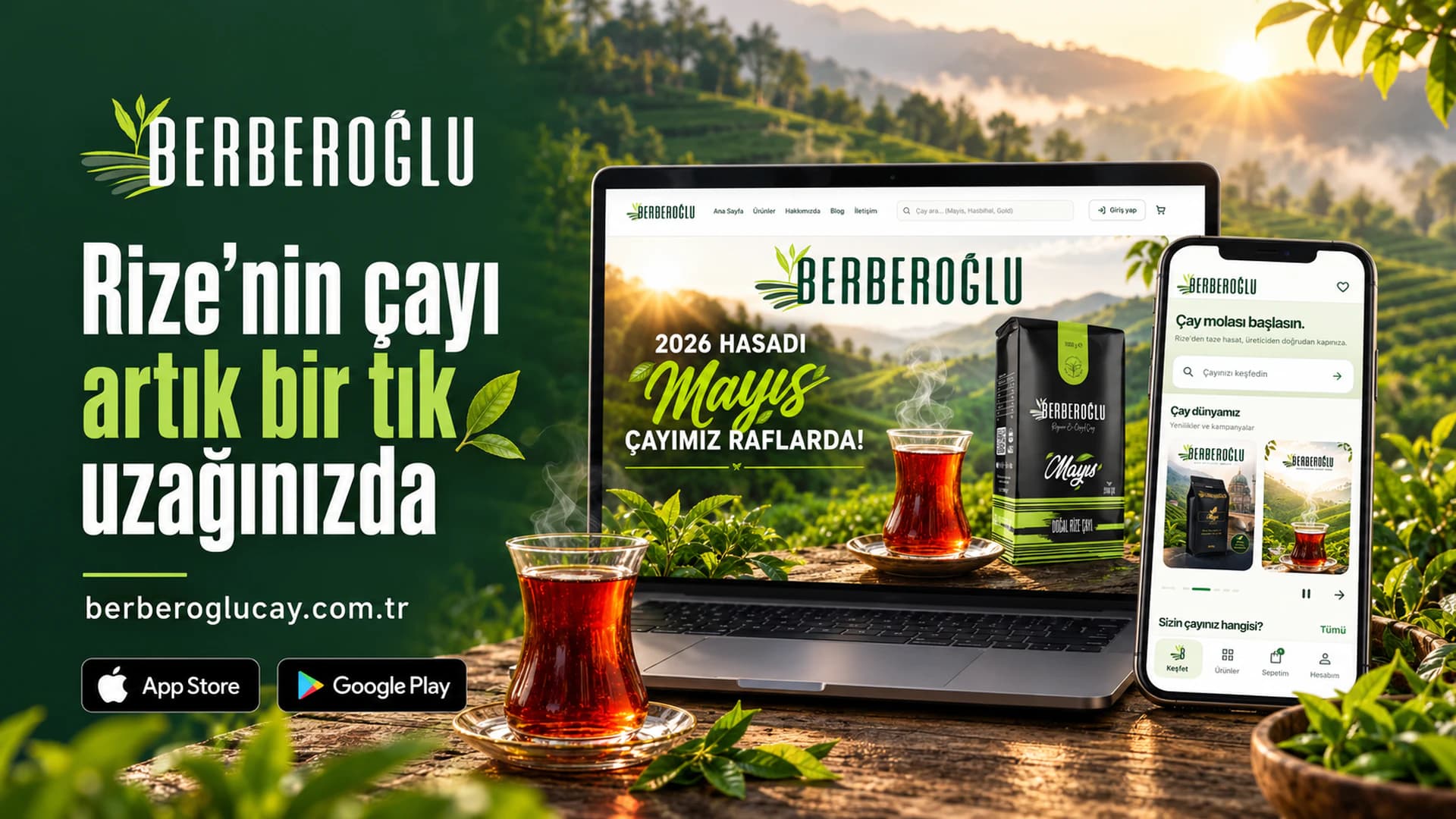 Berberoğlu Çay web sitesi ve mobil uygulaması