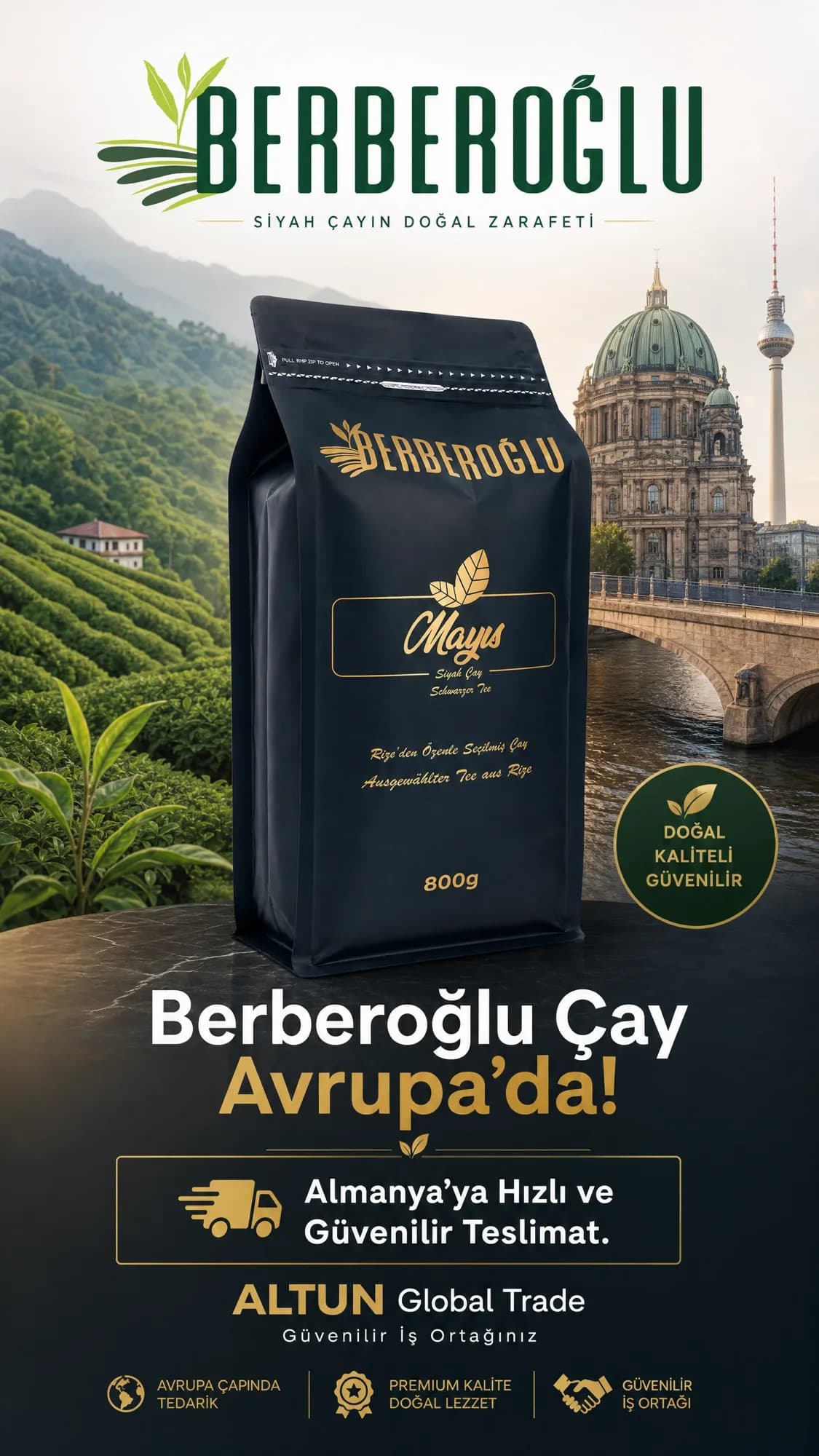 Berberoğlu Çay şimdi Avrupa'da — ALTUN Global Trade güvencesiyle Almanya genelinde online teslimat
